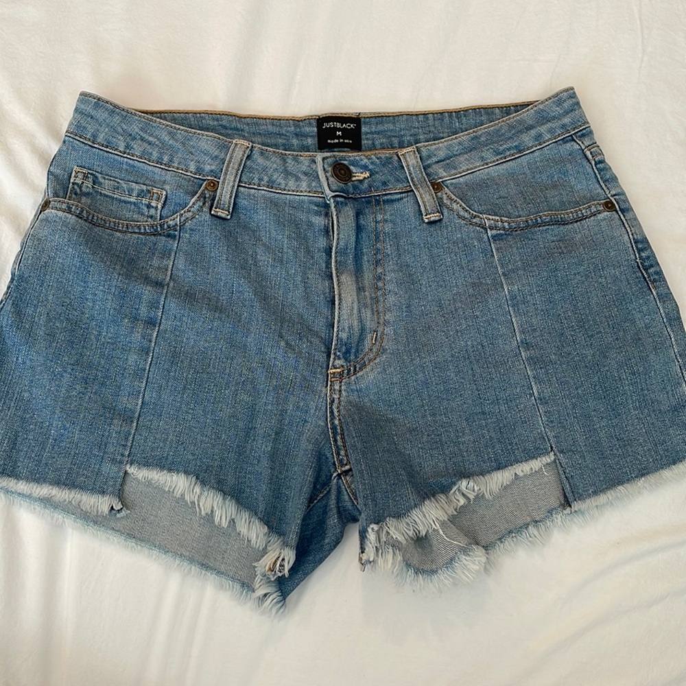Just Black Jean Shorts Cut Off Denim Sz M Made in USA PERFECT CONDITION